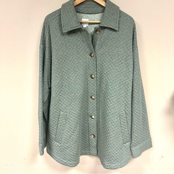 NWT J Jill quilted green sage jacket.  Size XL - Picture 1 of 8